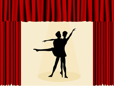 Ballet black silhouette  illustrationのイラスト素材