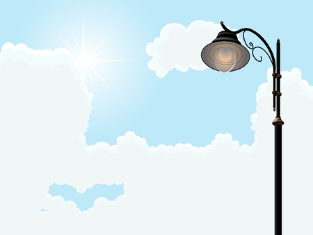 City lamp against the cloudy skyのイラスト素材