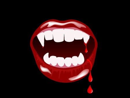Vampire mouth with drops of bloodのイラスト素材