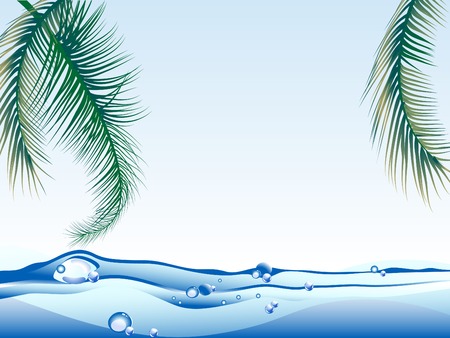 Sea level and the palm leavesのイラスト素材