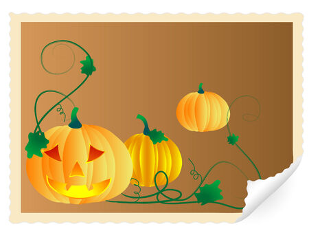 Postage stamp with Halloween pumpkinsのイラスト素材