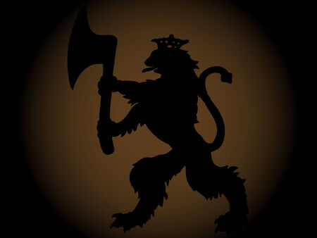 Silhouette of black lion on brown backgroundのイラスト素材