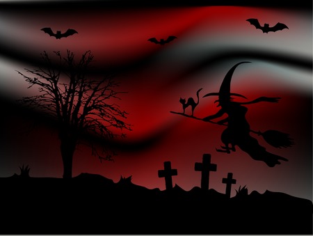 Scary bloody night and the witchのイラスト素材