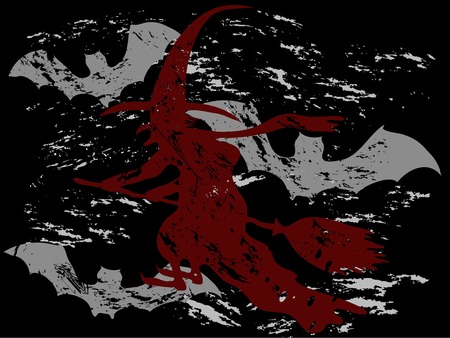 Grunge red and black witchのイラスト素材