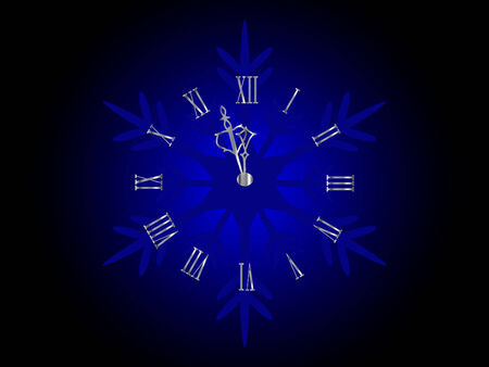Silver New Year clock in snowflake