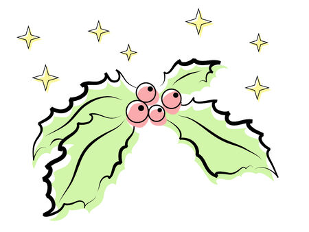 Christmas holly with red berriesのイラスト素材