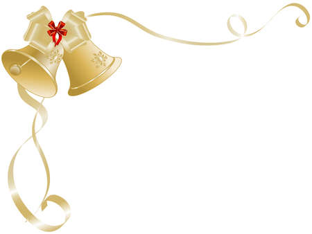 Golden bells with red bowのイラスト素材