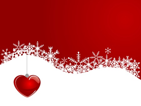 Christmas background with red glass heartのイラスト素材
