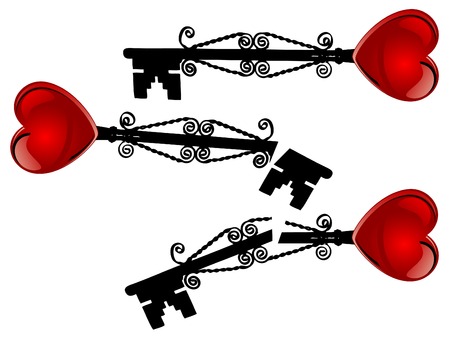 Broken keys with red heartsのイラスト素材