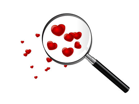 Red hearts under magnifying glassのイラスト素材