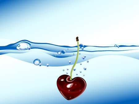 Cherry flopping down in to the waterのイラスト素材