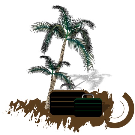 Travel background with two palm treesのイラスト素材