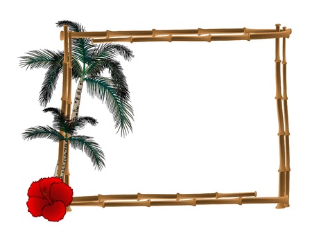 Frame from bamboo with two palm treesのイラスト素材
