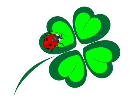 Four leaf clover with the ladybugのイラスト素材