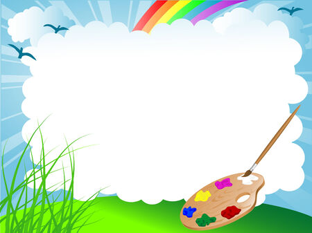 Artist's palette and clouds for paintingのイラスト素材