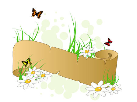 Spring banner with butterflies and flowersのイラスト素材