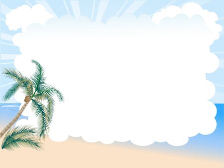 Summer cloudy background with the palm treeのイラスト素材