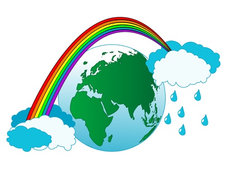 Abstract earth icon with rainbowのイラスト素材