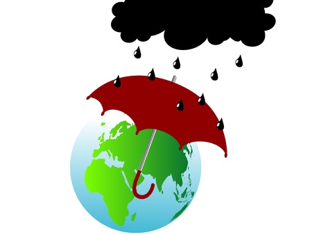 Abstract earth icon with umbrellaのイラスト素材