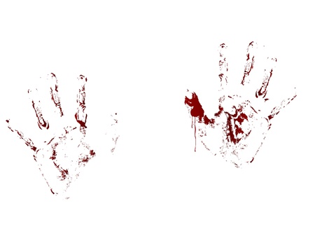 Red bloody handprints on white backgroundfのイラスト素材