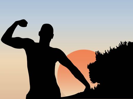 A man exercises in the morningのイラスト素材