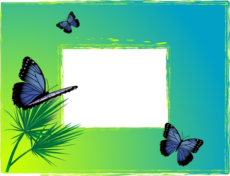 Blue background with two butterfliesのイラスト素材