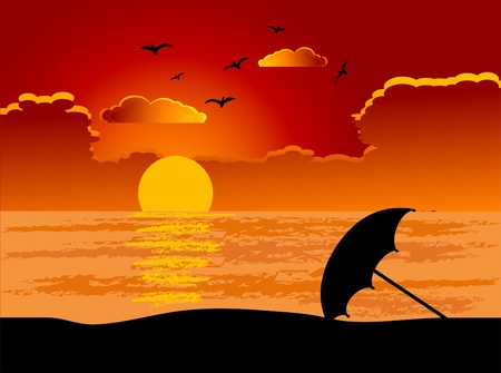 Sun umbrella on the beachのイラスト素材