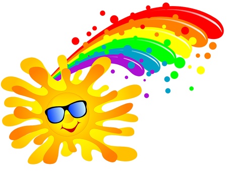 Happy summer sun and the rainbowのイラスト素材