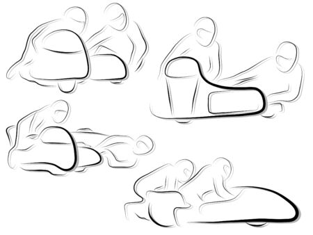 Silhouette of the racing sidecarsのイラスト素材