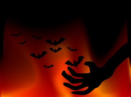 Witches hand with black batsのイラスト素材