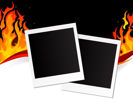 Blank polaroid frames on fiery backgroundのイラスト素材