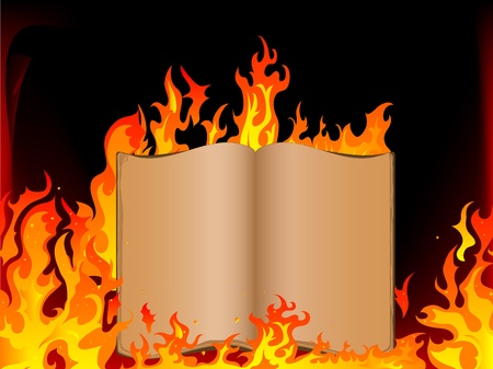 Old open book in fireのイラスト素材