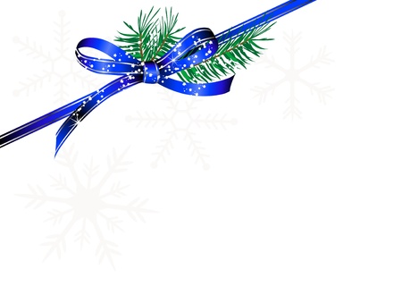 Snowy blue bow and ribbonのイラスト素材