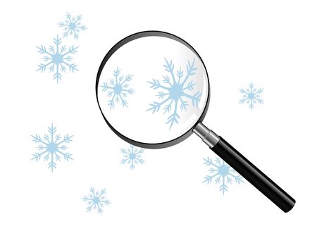 Snowflakes under the magnifiyng glassのイラスト素材