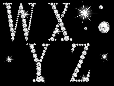 Diamond letters on black backgroundのイラスト素材