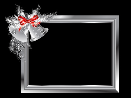 Silver frame with bells and ribbonのイラスト素材