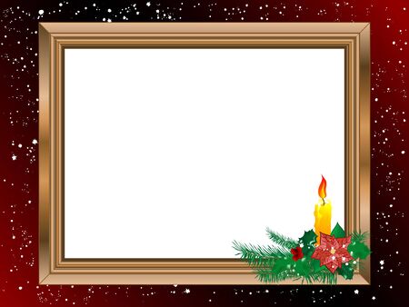 Wooden frame with Christmas candlestickのイラスト素材