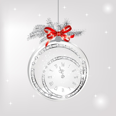 New year clock in snowy globeのイラスト素材