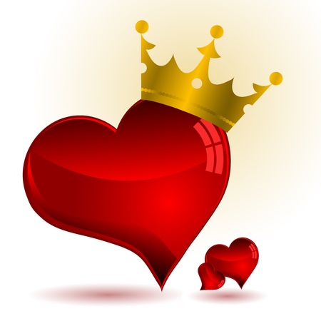 Red glass heart with golden crownのイラスト素材