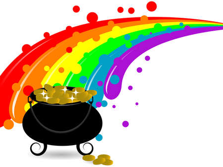 St.Patrick's cauldron, money and rainbowのイラスト素材