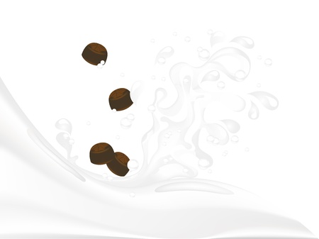 Milk splash with chocolate candiesのイラスト素材