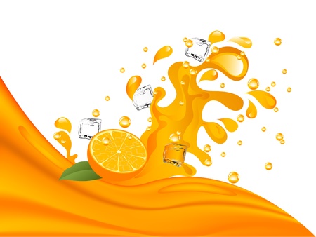 Orange and orange juice splashのイラスト素材