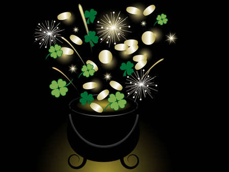 St.Patrick's day background with cauldron and moneyのイラスト素材