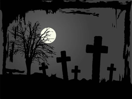 Cemetery in the night illustrationのイラスト素材