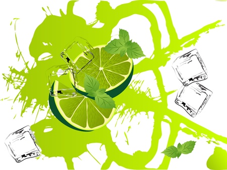 Grunge abstract background with limes and mintのイラスト素材