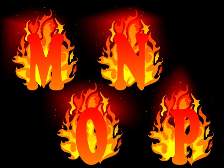 Abstract burning letters on black backgroundのイラスト素材