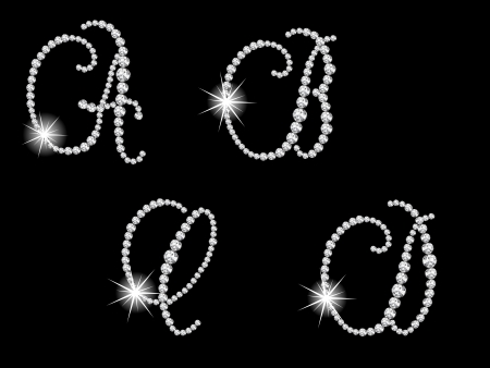 Luxury diamond letters against black backgroundのイラスト素材