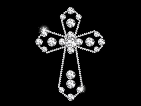 Luxury diamond cross on black backgroundのイラスト素材