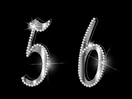 Diamond numbers on black backgroundのイラスト素材