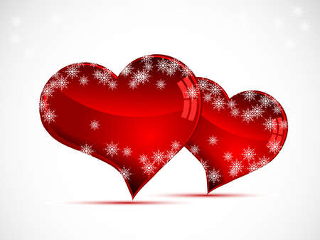 Two frozen glass hearst with snowflakesのイラスト素材